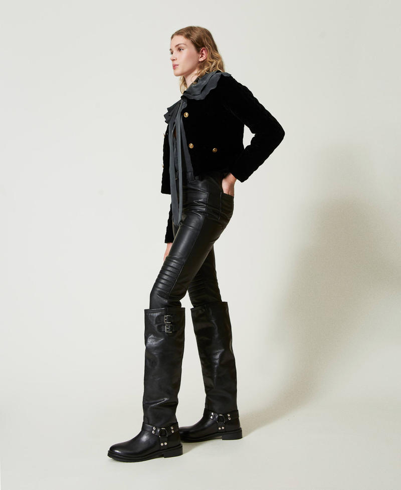 Scee by twin set Pantaloni biker 'Fairfax' in pelle In Vendita