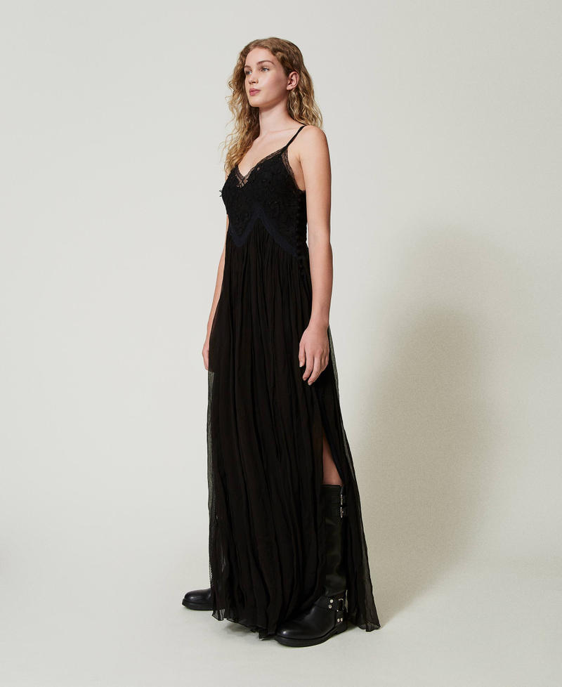Scee by twin set Abito lungo in creponne e tulle Italy