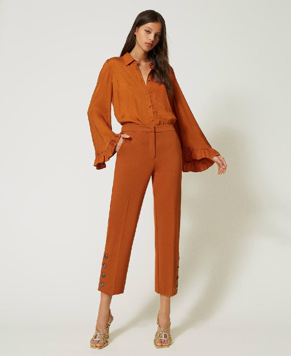 Scee by twin set Pantaloni cropped con bottoni Vendita Economica