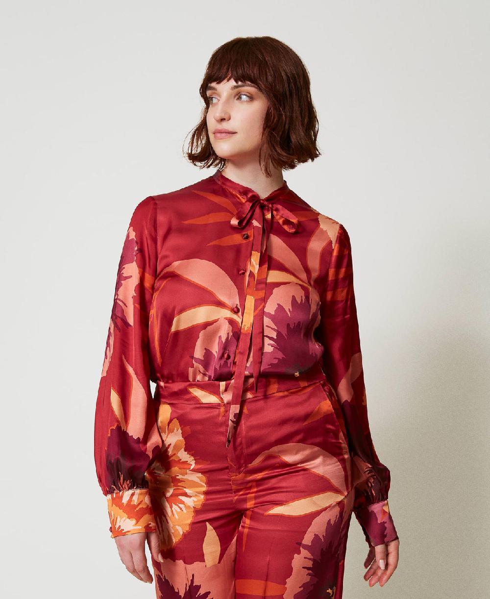 Scee by twin set Camicia in raso a fiori Italy