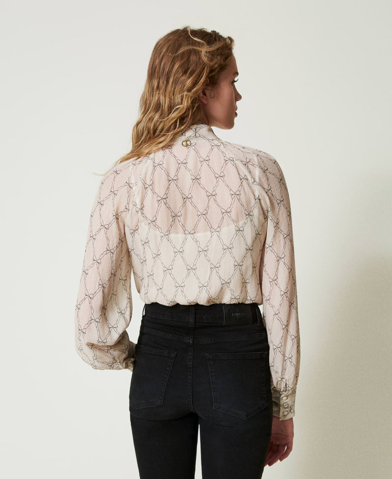 Scee by twin set Camicia in creponne con stampa fiocchi Pezzi Unici