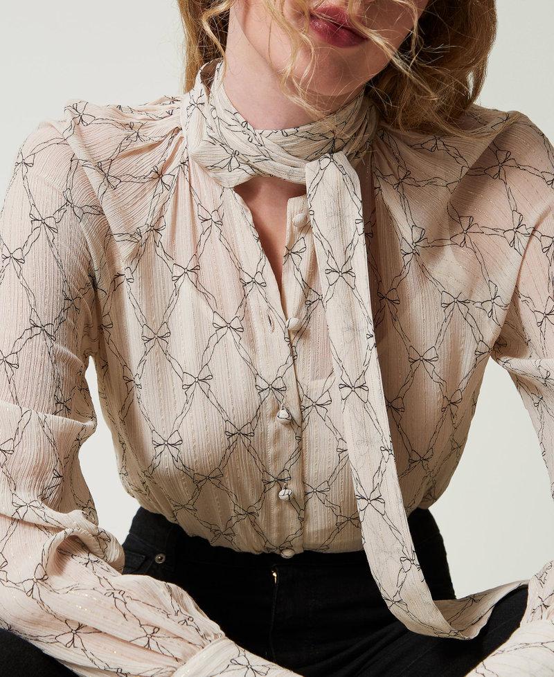 Scee by twin set Camicia in creponne con stampa fiocchi Pezzi Unici
