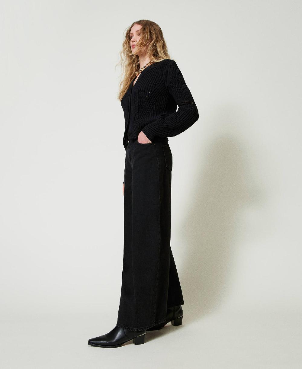 Scee by twin set Jeans cropped con doppi bottoni Qualità Garantita