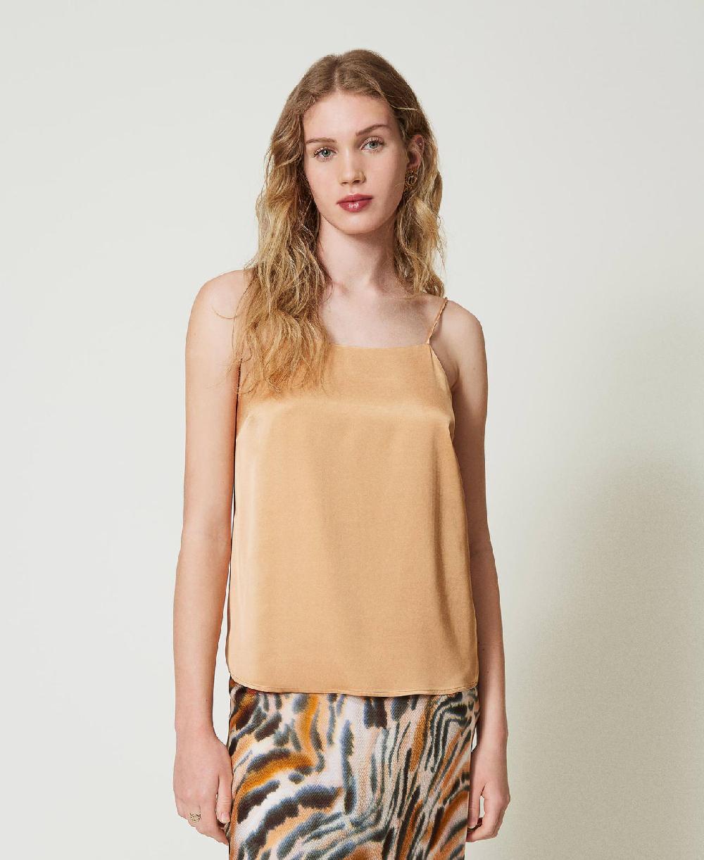 Scee by twin set Top in raso con scollo dritto Sconto