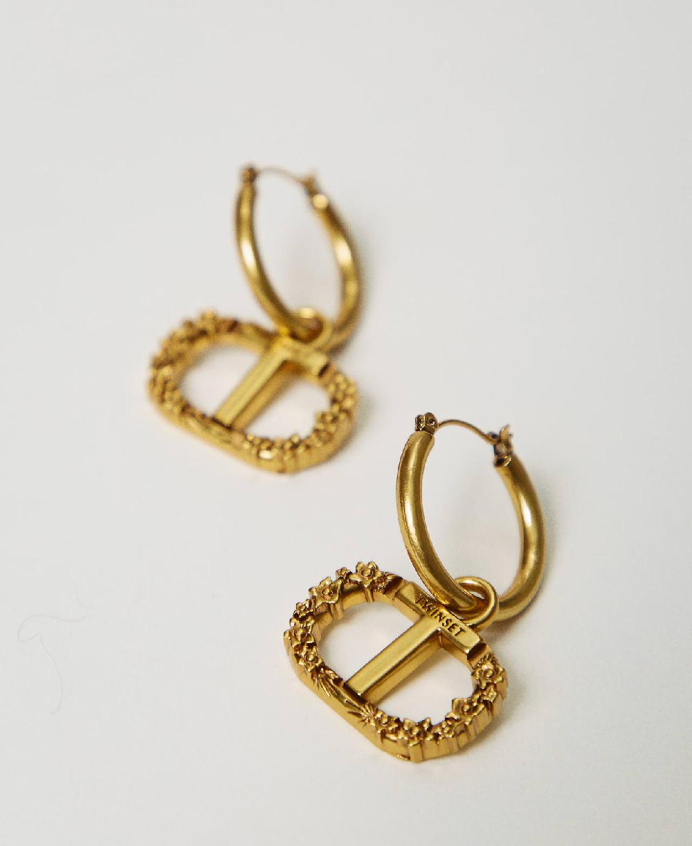 Scee by twin set Orecchini ad anello con Oval T floreale Flash Sale