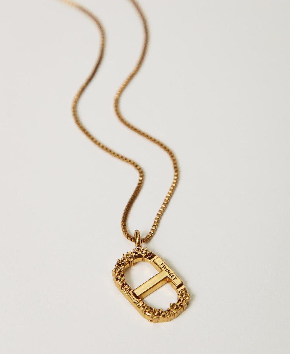 Scee by twin set Collana con Oval T floreale Smaltimento dello stoccaggio