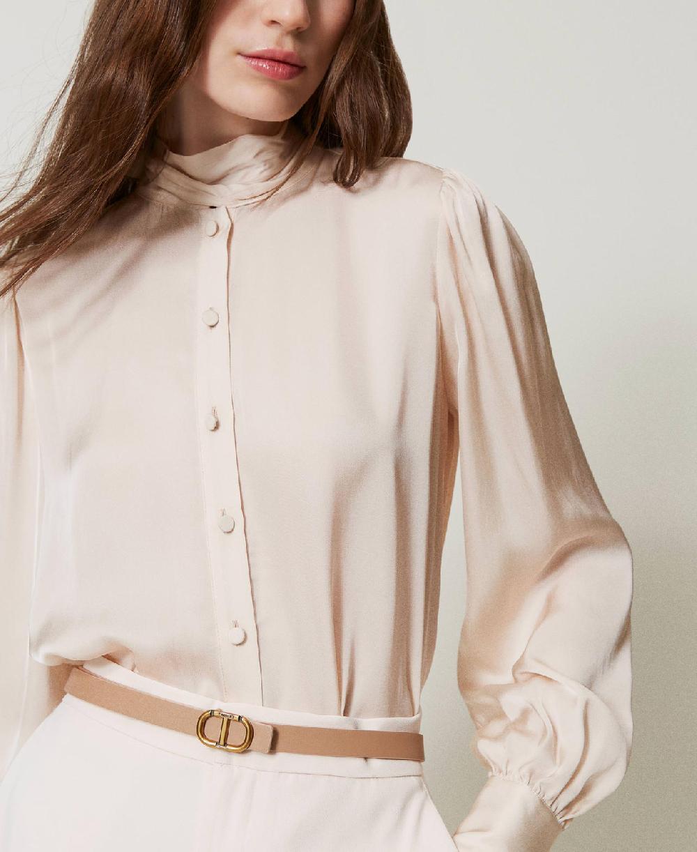 Scee by twin set Cintura reversibile sottile in pelle con Oval T Ultimi due giorni
