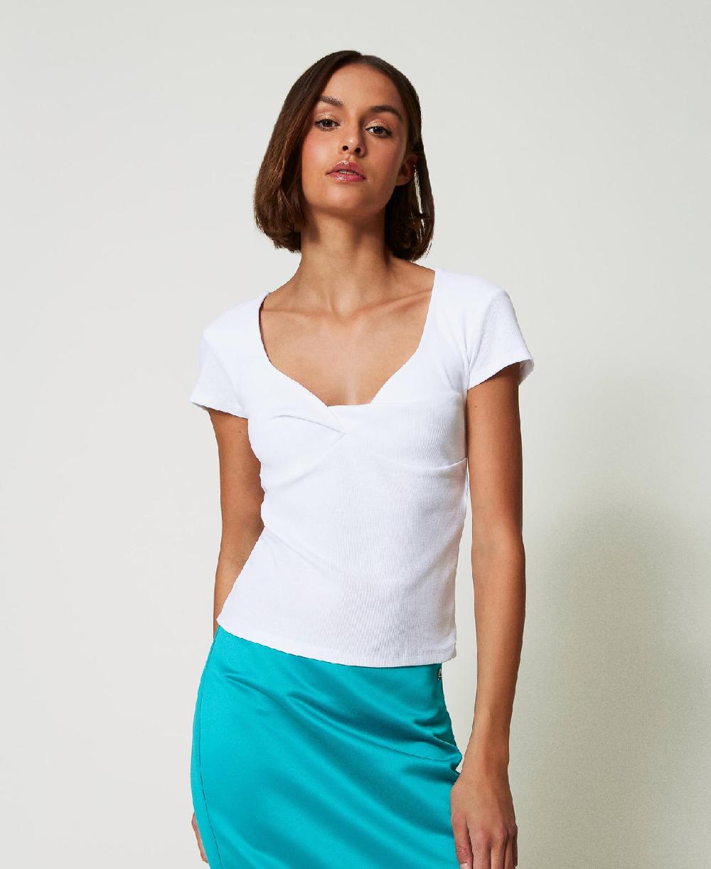 Scee by twin set T-shirt a costine con nodo Enormi sconti