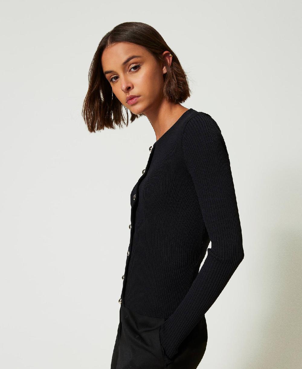 Scee by twin set Cardigan a costine con borchie 50% di sconto con spedizione gratuita