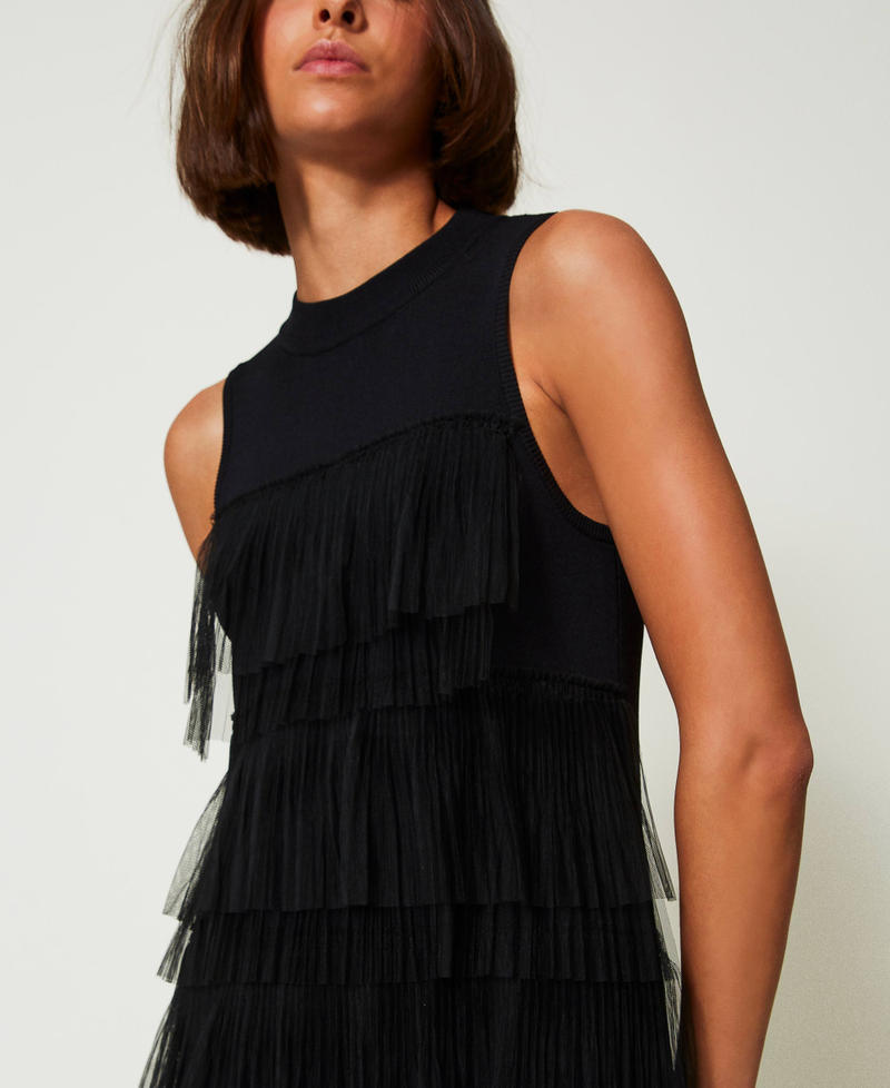 Scee by twin set Abito corto in maglia con balze in tulle Limitato a 3 giorni