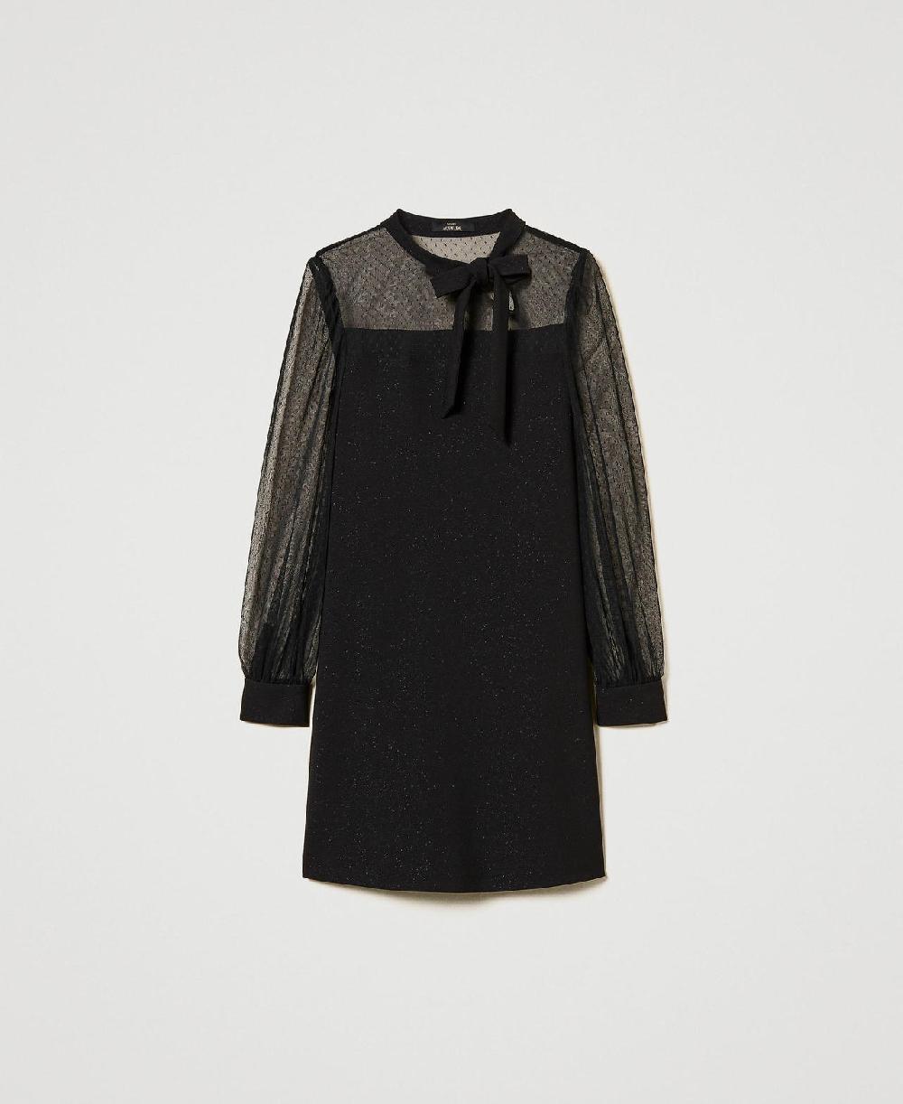 Scee by twin set Abito corto con tulle plumetis Black Friday Prezzi