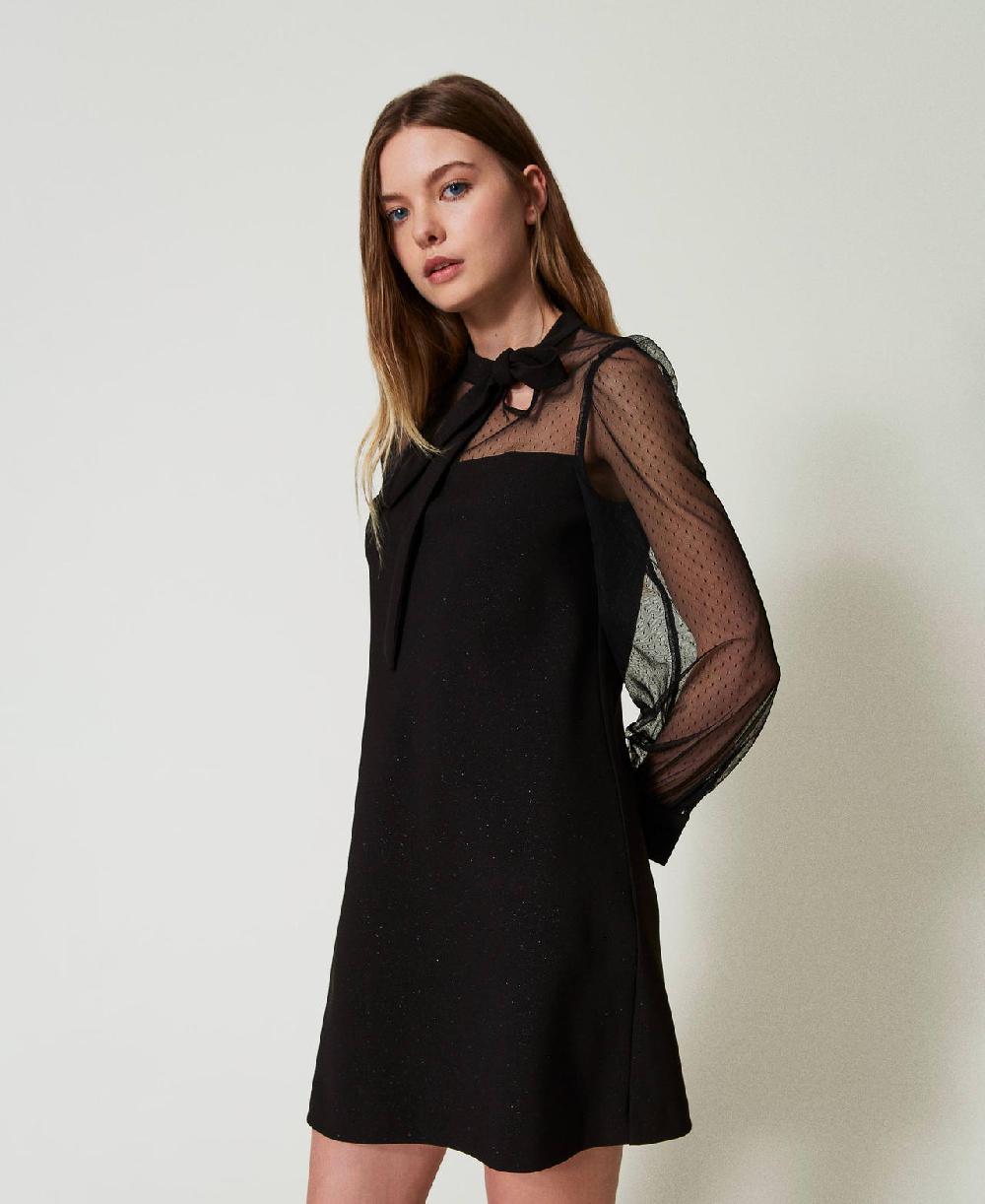 Scee by twin set Abito corto con tulle plumetis Black Friday Prezzi