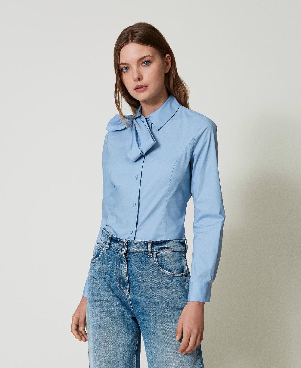 Scee by twin set Camicia in popeline con fiocco Italia