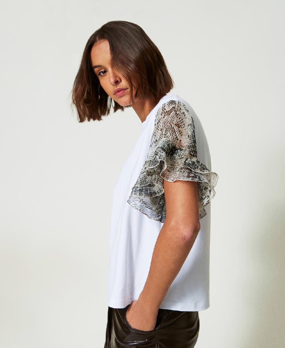 Scee by twin set T-shirt con maniche a stampa snake In Linea