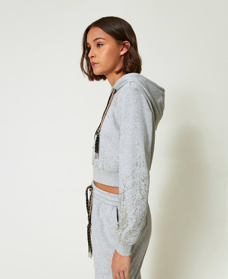 Scee by twin set Felpa cropped MYFO con stampa glitter Vendita