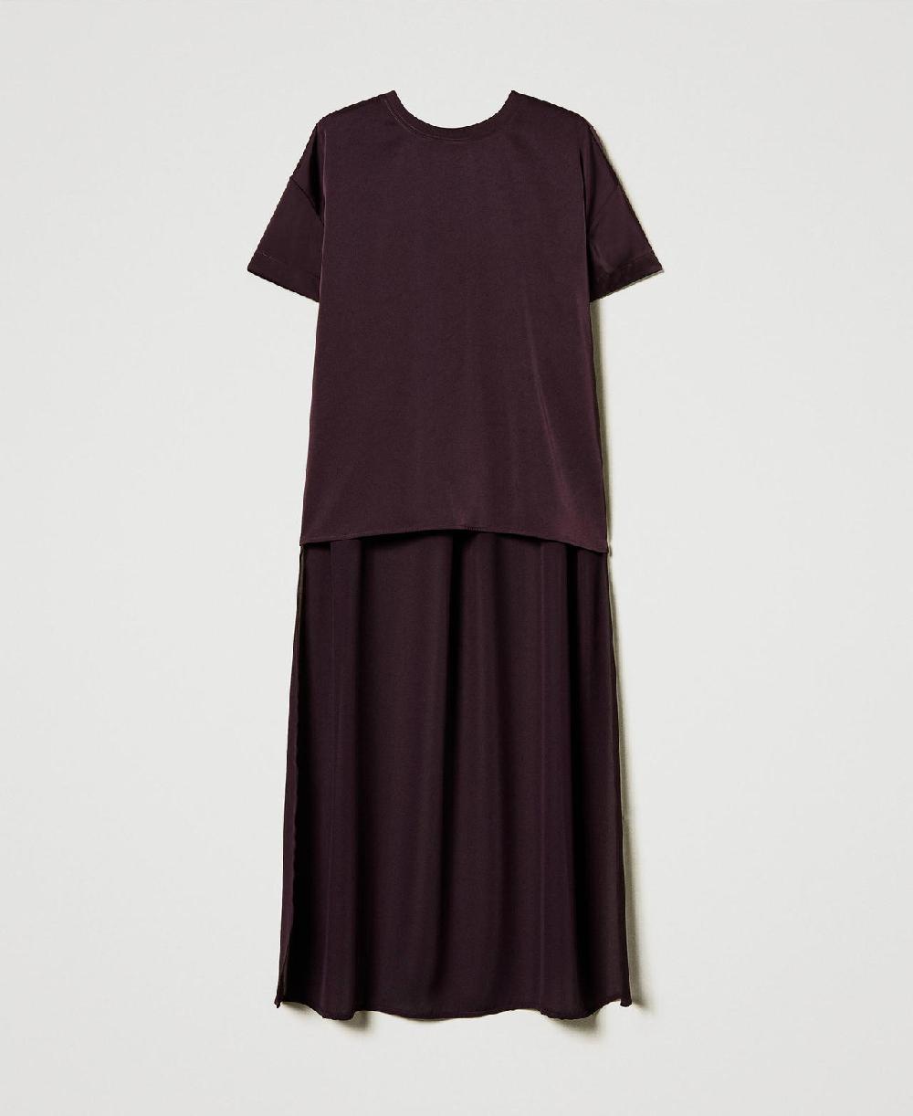 Scee by twin set Blusa asimmetrica in raso e georgette Shopping Online