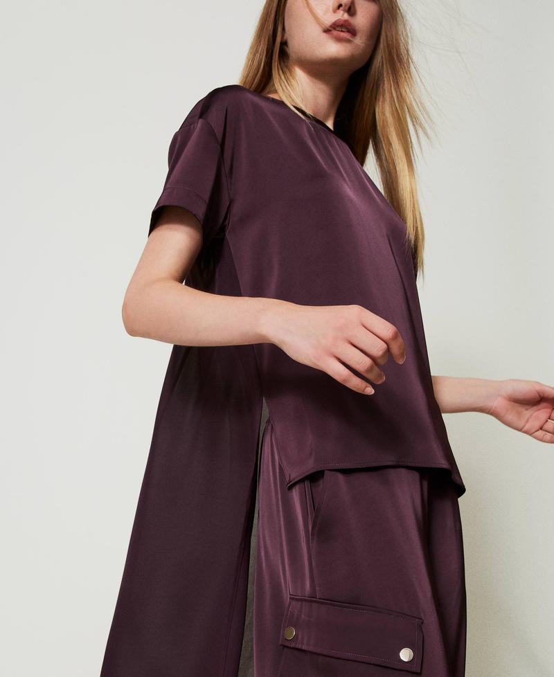 Scee by twin set Blusa asimmetrica in raso e georgette Shopping Online