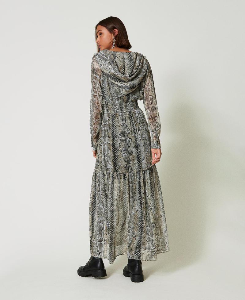 Scee by twin set Abito lungo in creponne con stampa snake Sottocosto