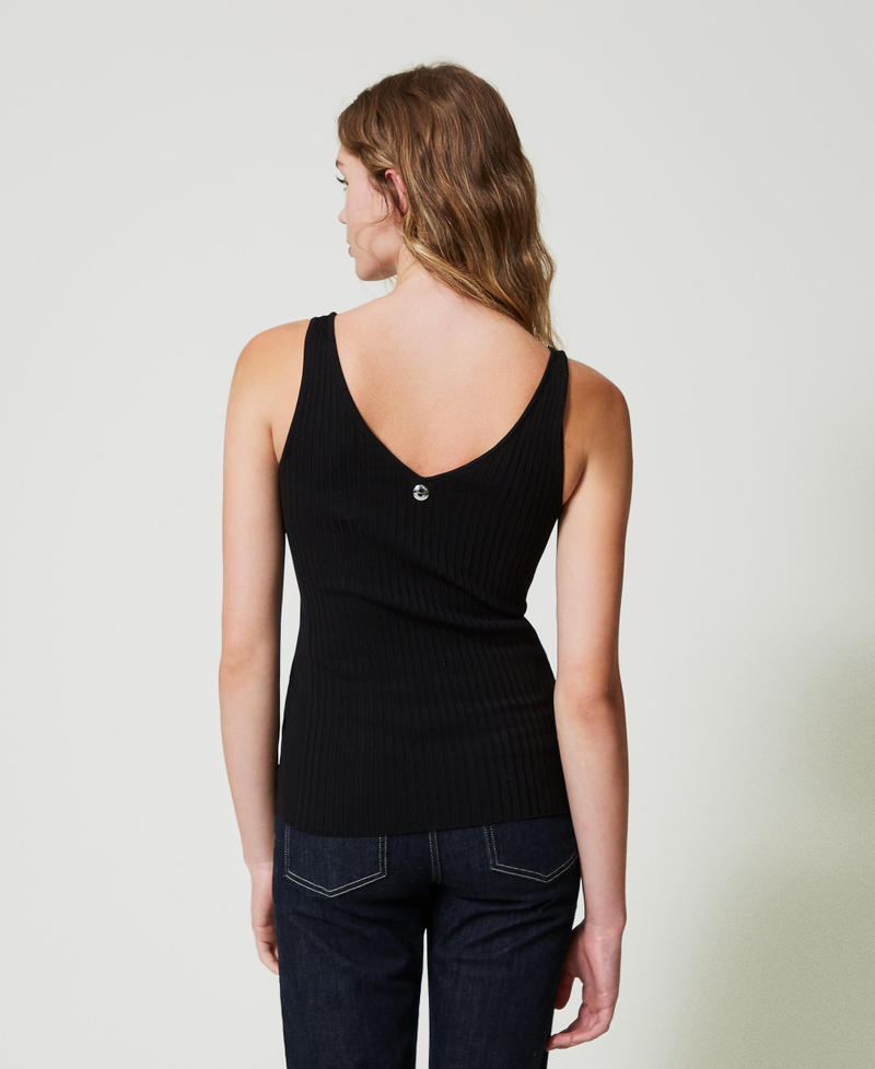 Scee by twin set Top in maglia a costine con perline Sconto