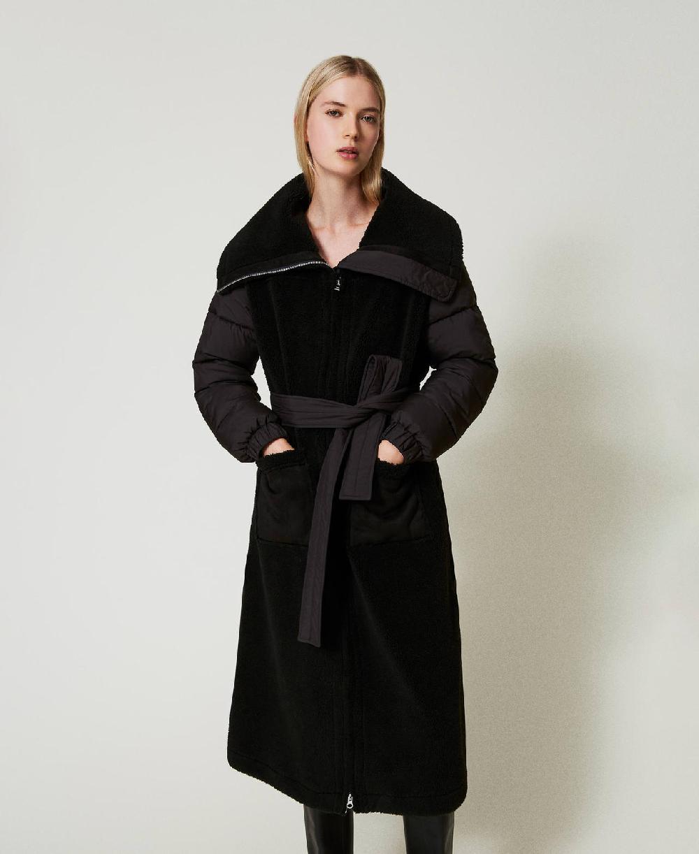 Scee by twin set Cappotto imbottito in faux fur Outlet