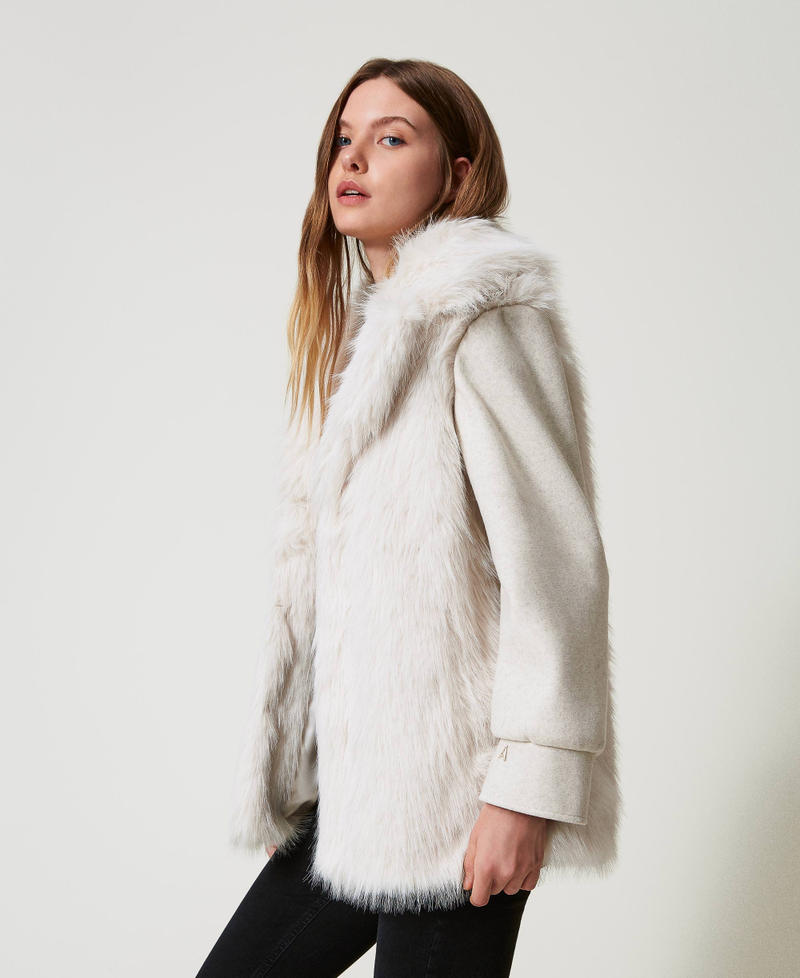 Scee by twin set Cappotto in panno e faux fur Hotsell
