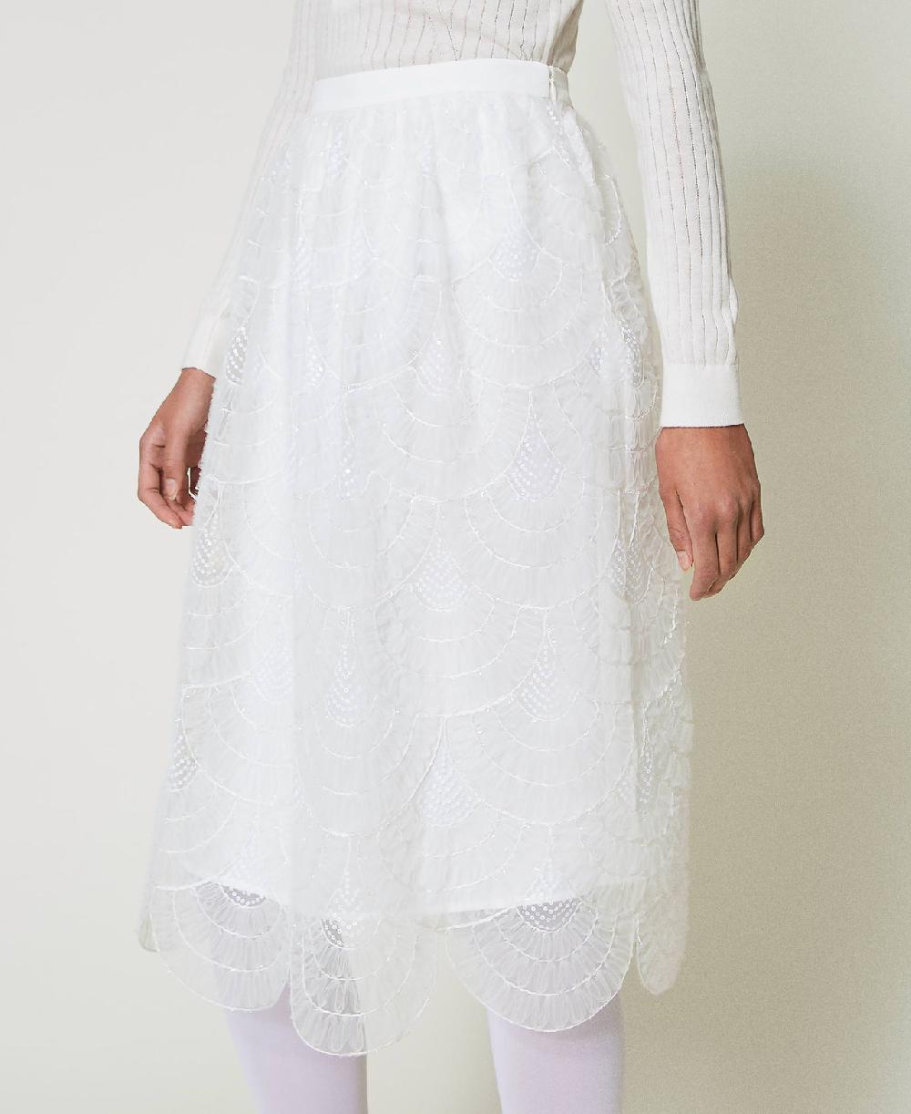 Scee by twin set Gonna longuette in organza con ricami Moda