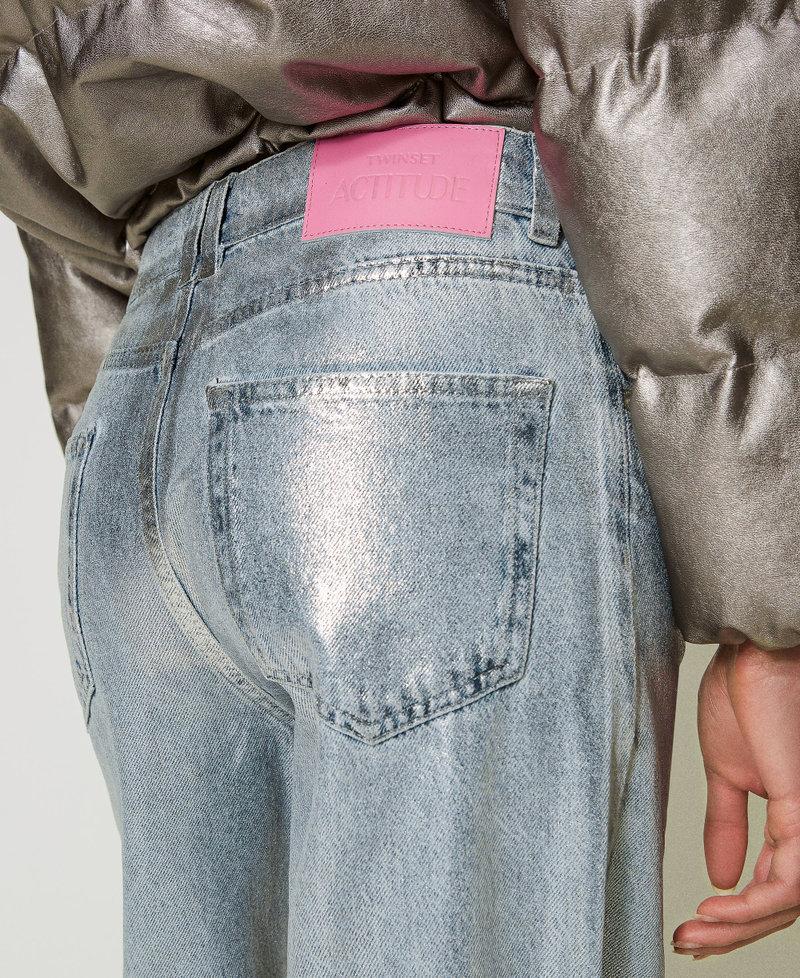 Scee by twin set Jeans wide leg con spalmatura argento Negozio online di fabbrica