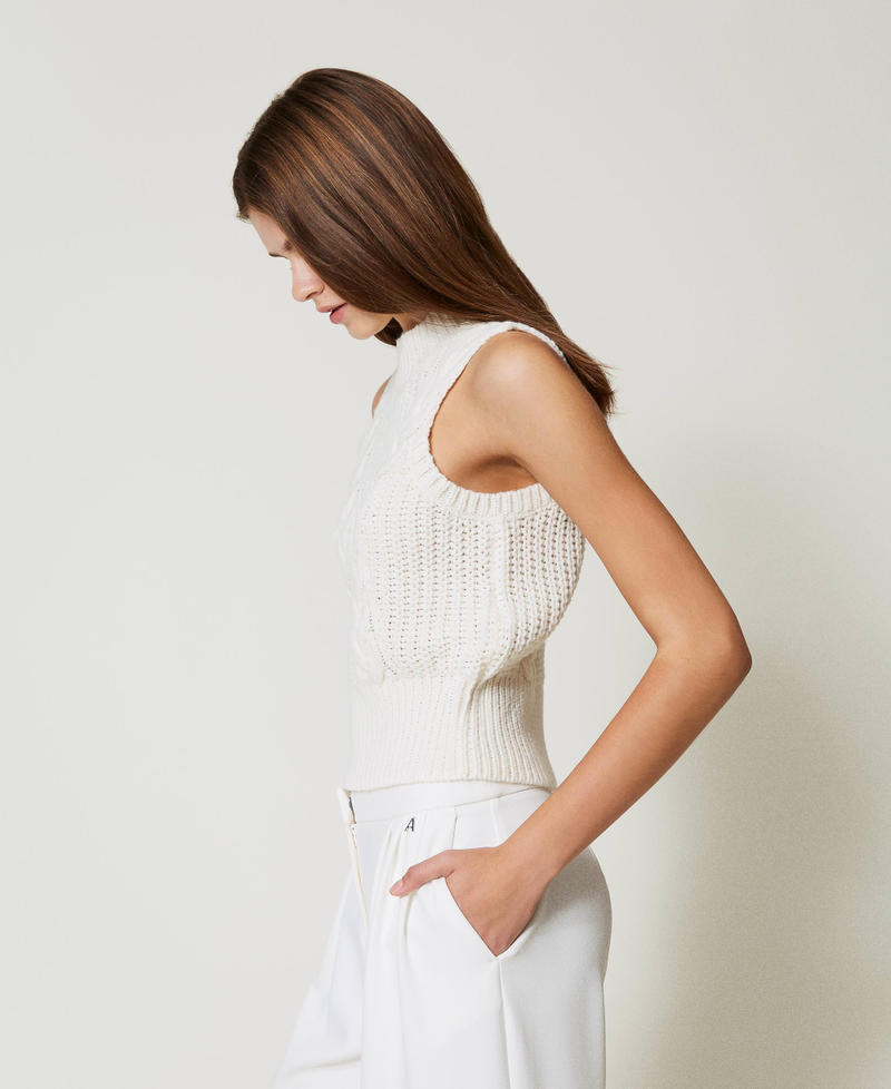 Scee by twin set Top in maglia con coste e trecce Offerta speciale