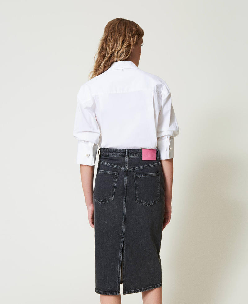 Scee by twin set Gonna longuette in jeans con strass Fornitura limitata