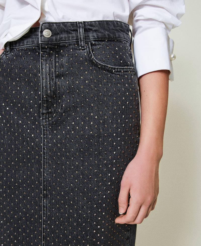 Scee by twin set Gonna longuette in jeans con strass Fornitura limitata