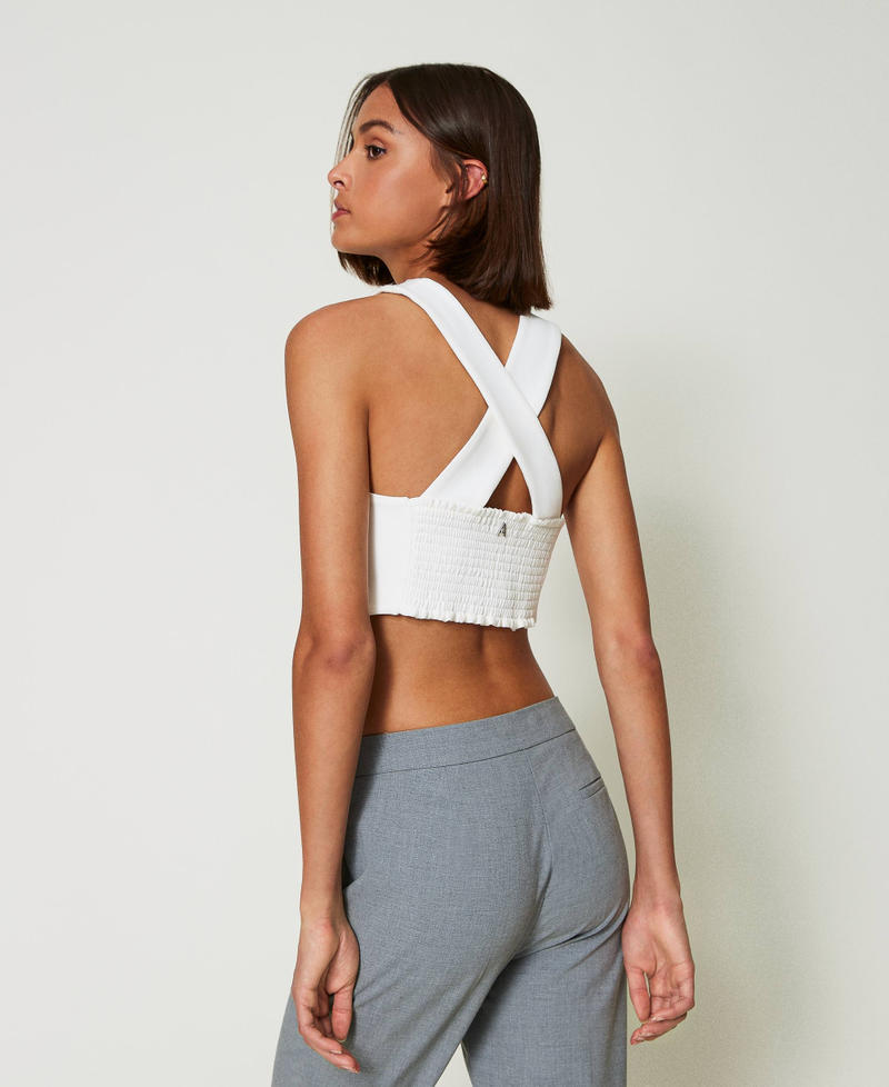 Scee by twin set Top in crêpe cady e organza ricamata Offerta esclusiva