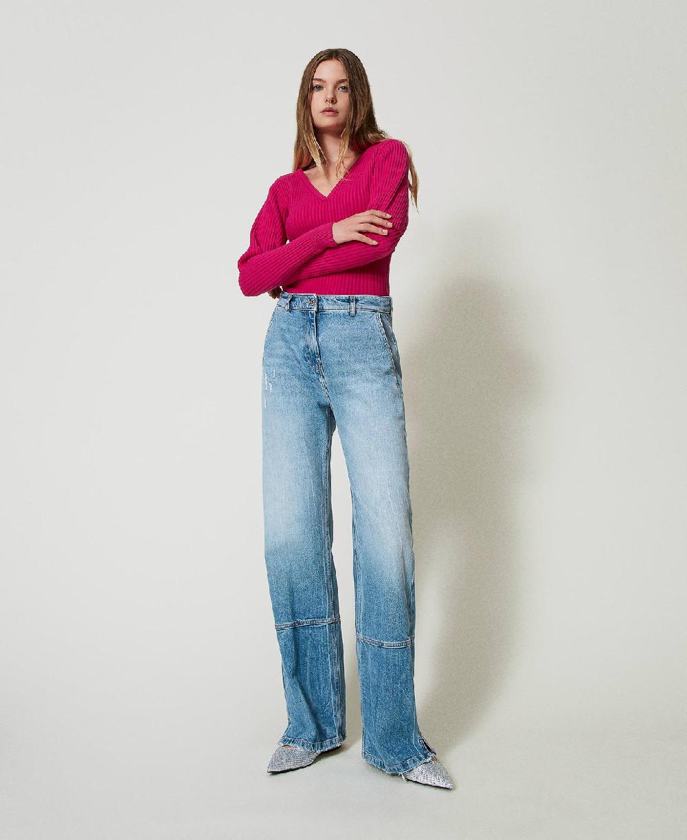 Scee by twin set Jeans wide leg con tagli Cyber Monday