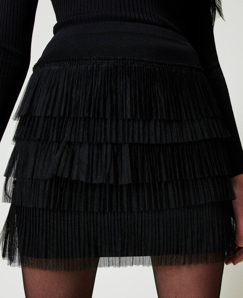 Scee by twin set Minigonna in maglia con balze in tulle Offerta Pasqua