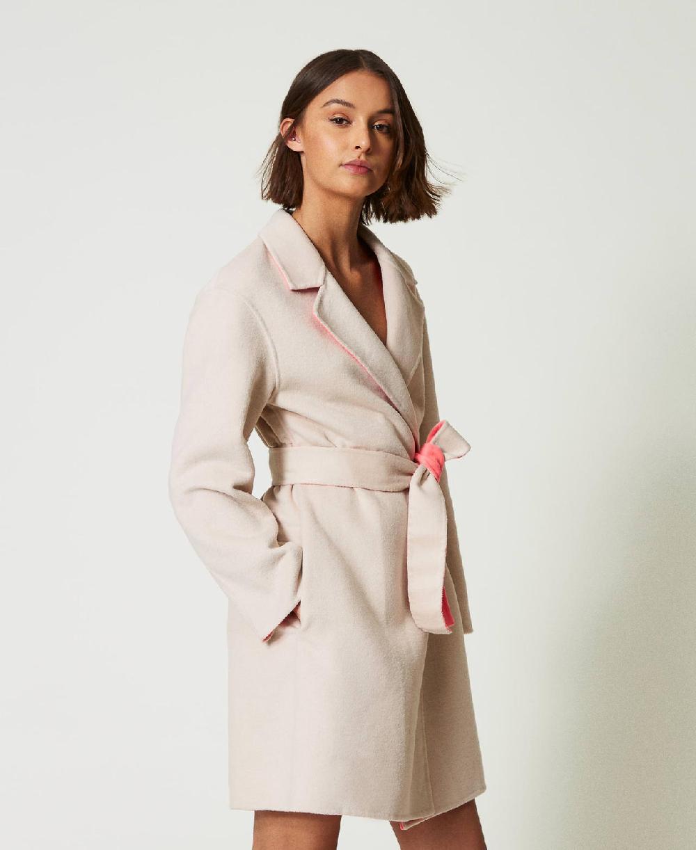 Scee by twin set Cappotto reversibile MYFO in panno misto lana Offerta per la Festa della Mamma
