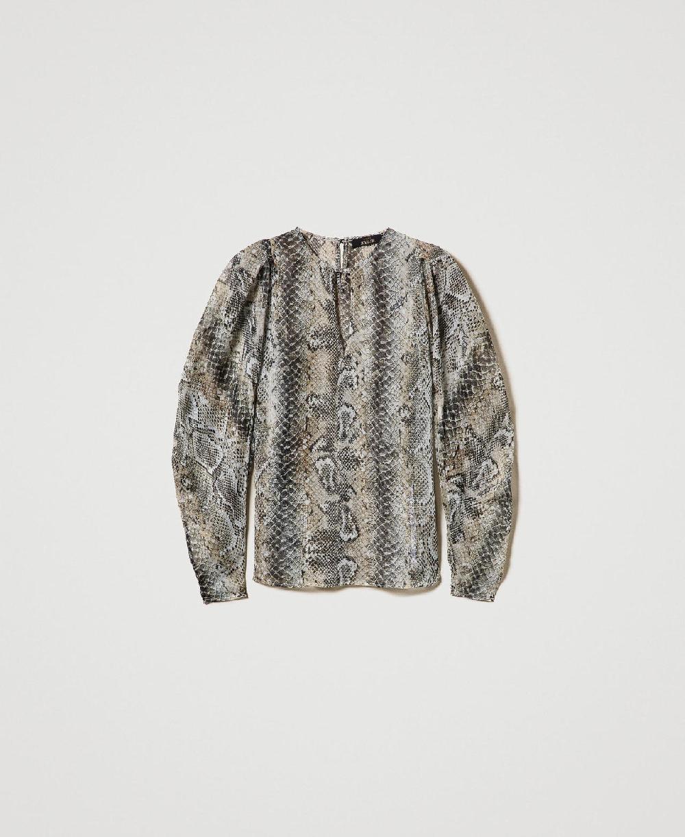 Scee by twin set Blusa in creponne con stampa snake Offerta Anniversario