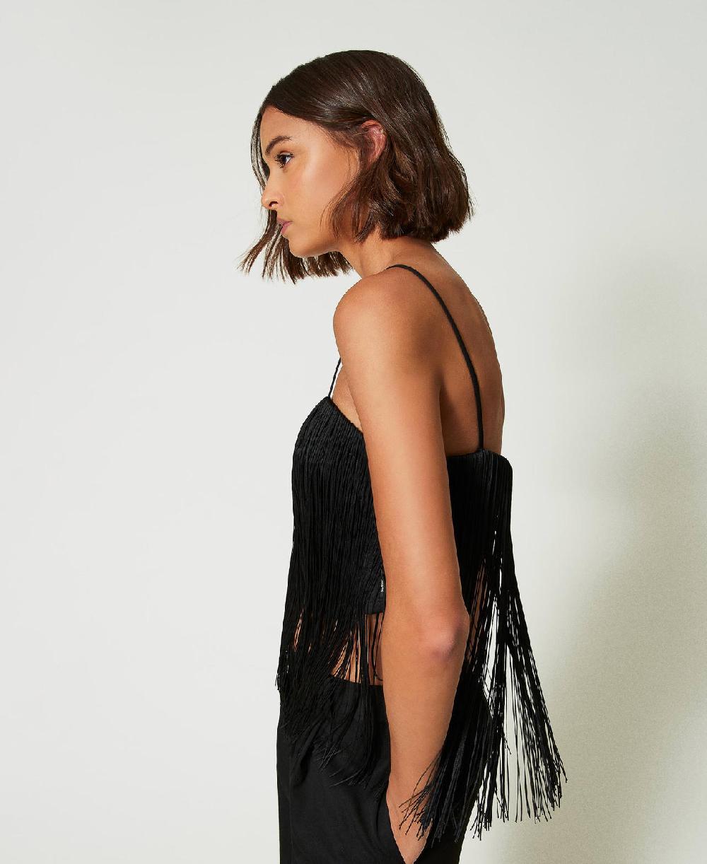 Scee by twin set Top corto MYFO con frange Latest fashion