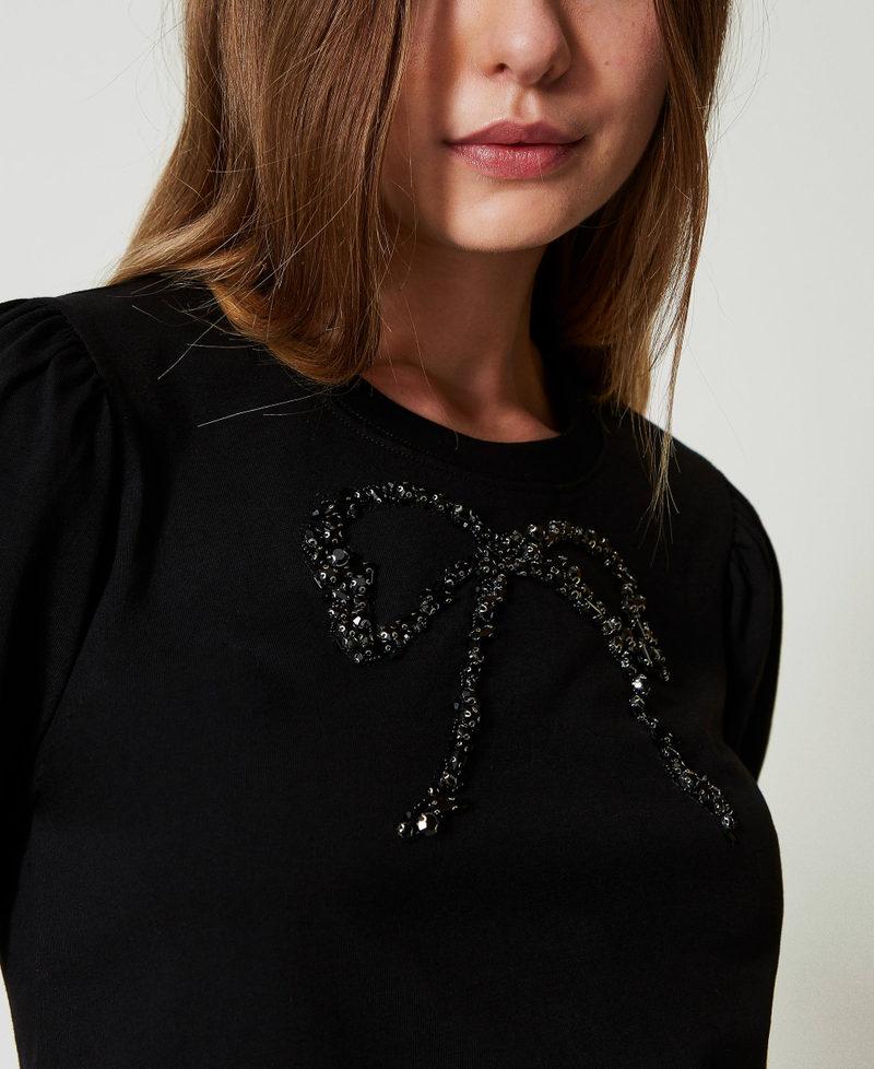 Scee by twin set T-shirt con ricamo a fiocco Online Outlet