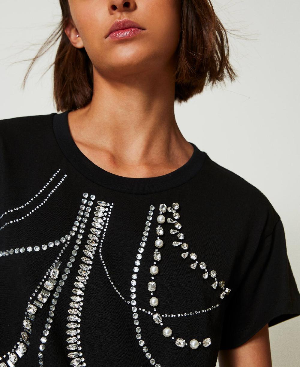 Scee by twin set T-shirt con ricami e perle Offerte esclusive