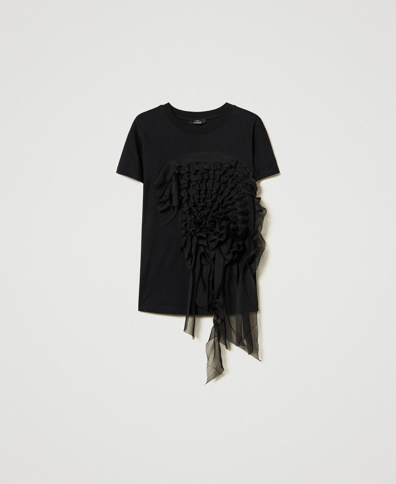 Scee by twin set T-shirt con volant in creponne