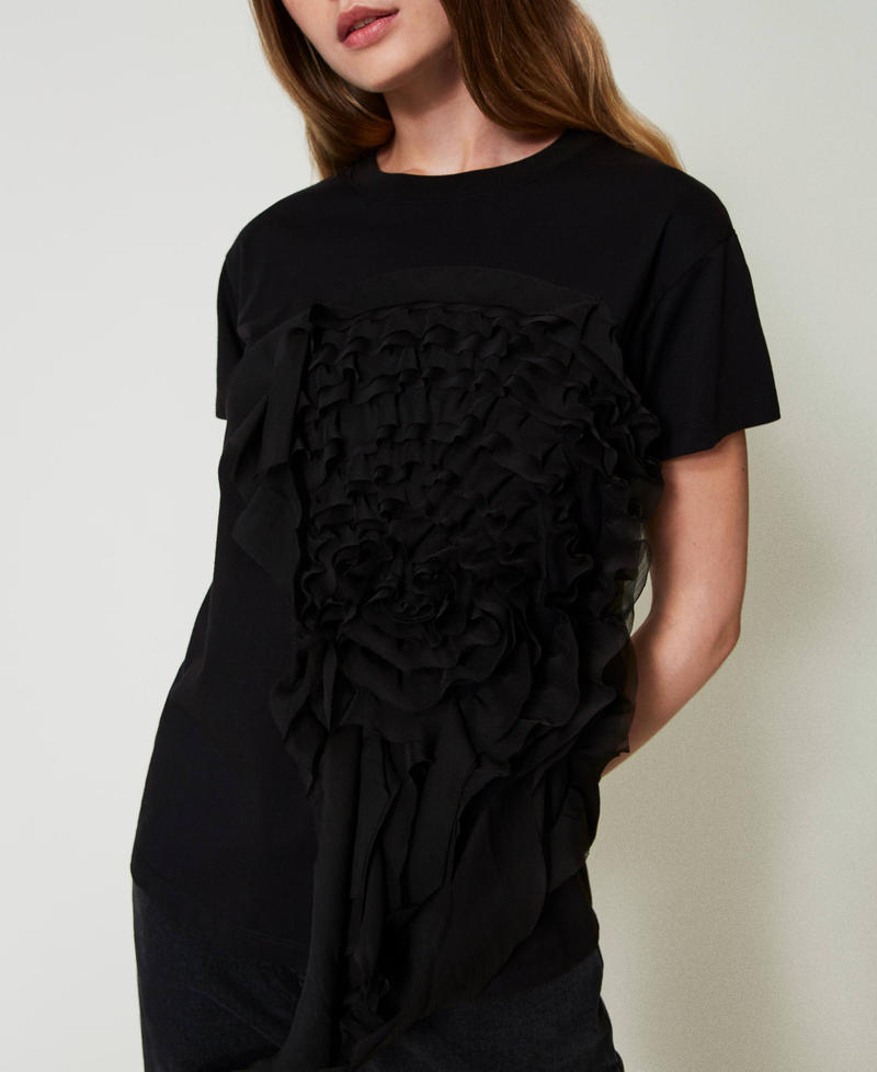 Scee by twin set T-shirt con volant in creponne Grandi sconti