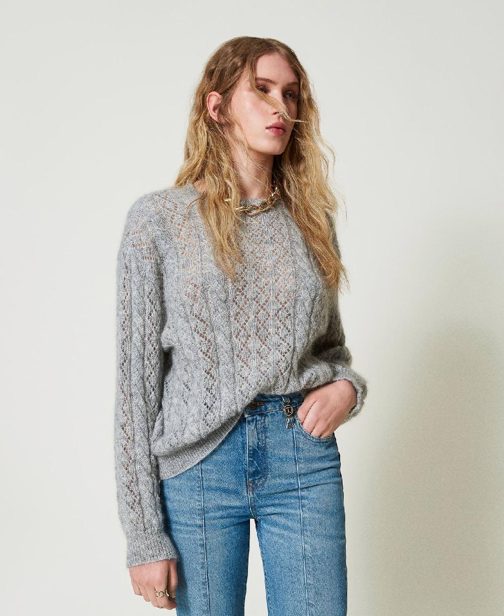 Scee by twin set Maglia in misto mohair con trecce e oblò Fino al 50% di sconto