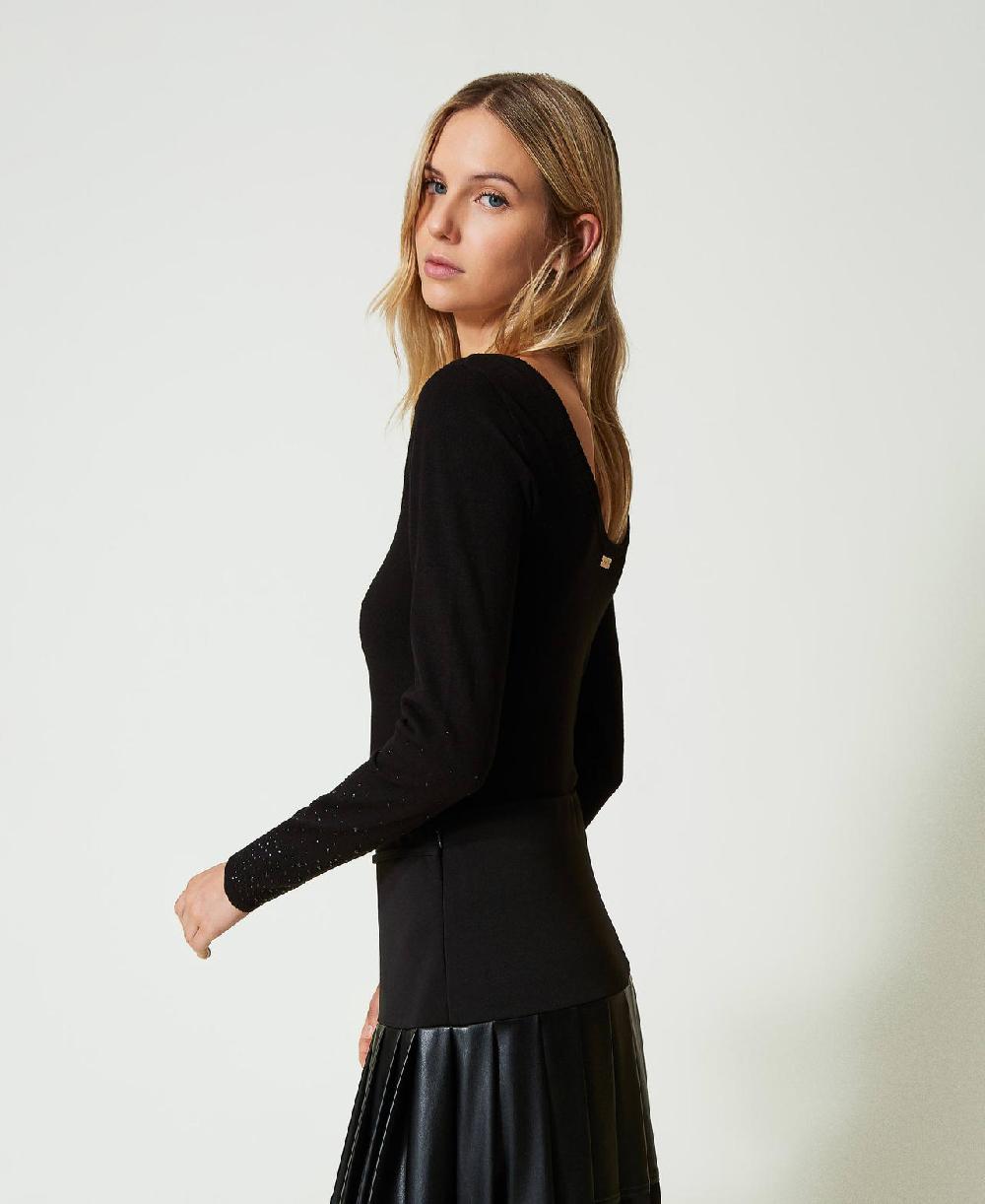 Scee by twin set Maglia con strass in dégradé Only for today