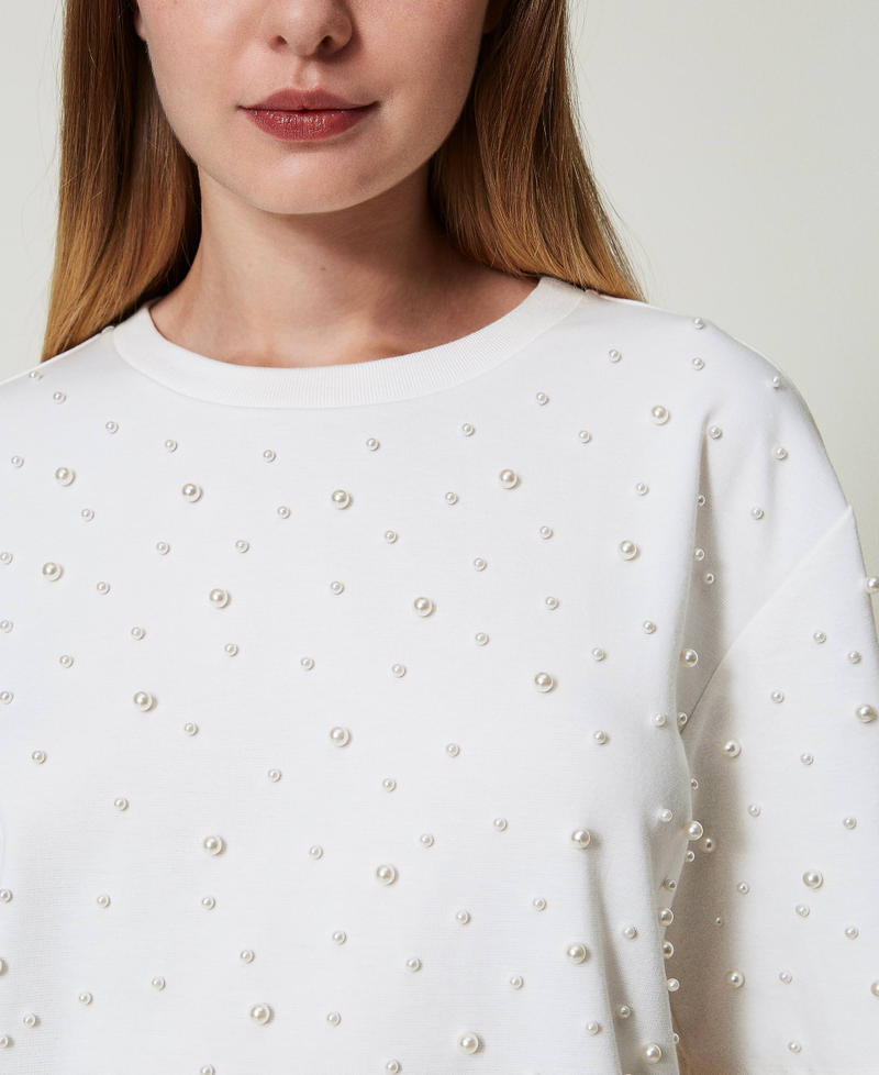 Scee by twin set T-shirt con perle Offerta speciale della fabbrica