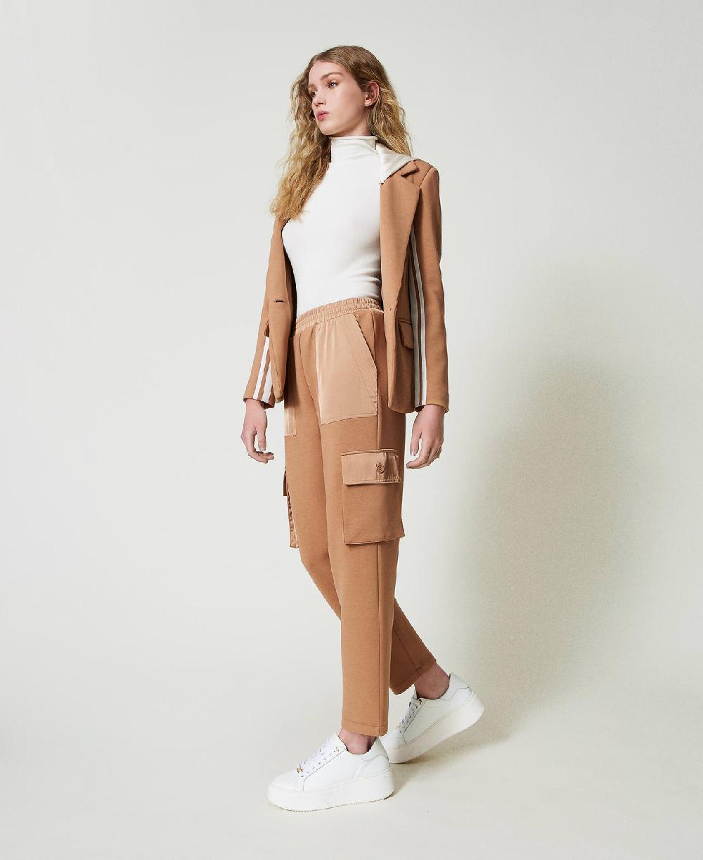 Scee by twin set Pantaloni cargo in tessuto scuba e raso Enormi sconti
