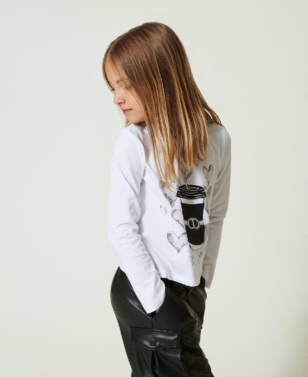 Scee by twin set T-shirt con stampa e strass In vendita