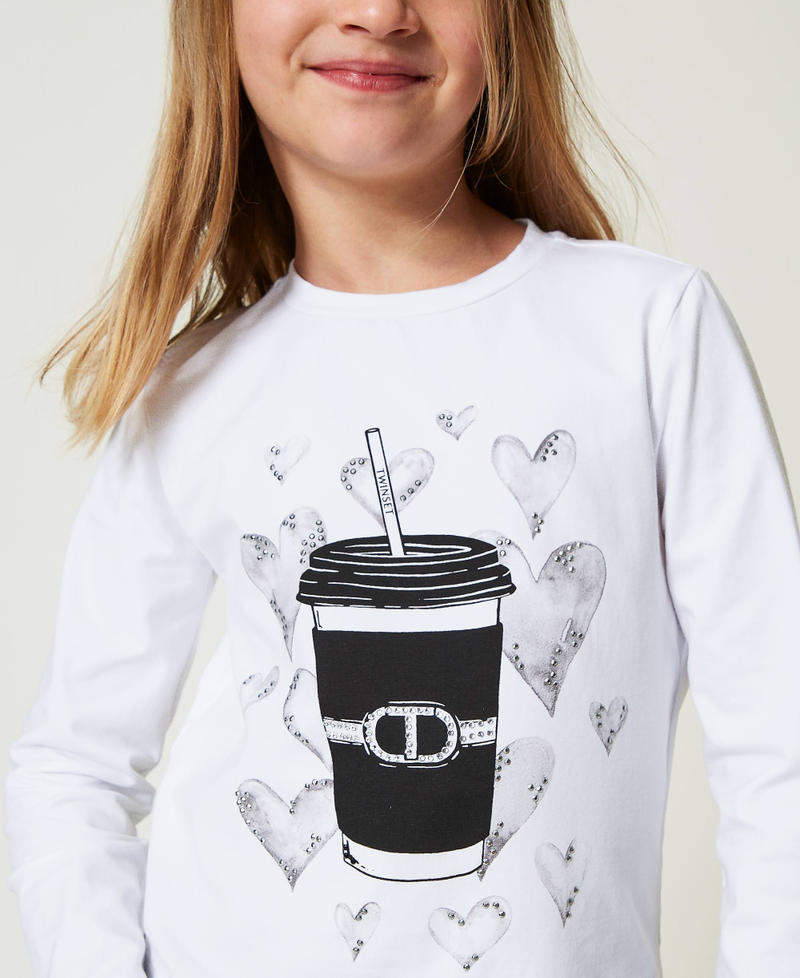 Scee by twin set T-shirt con stampa e strass In vendita