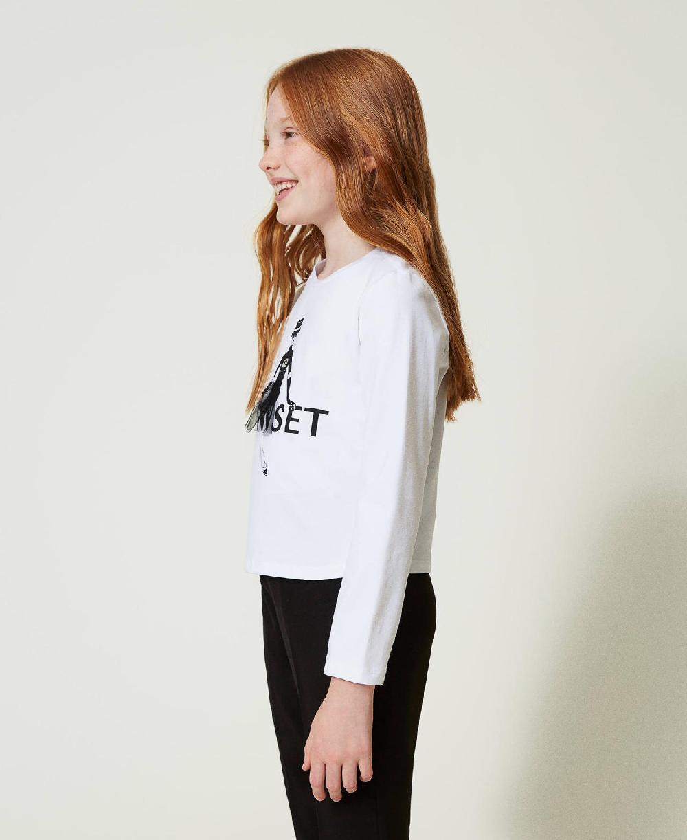 Scee by twin set T-shirt con stampa logo e glitter 50% di sconto per tempo limitato