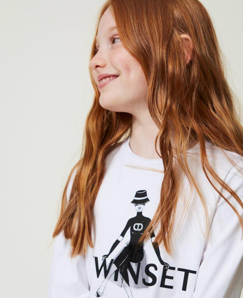 Scee by twin set T-shirt con stampa logo e glitter 50% di sconto per tempo limitato