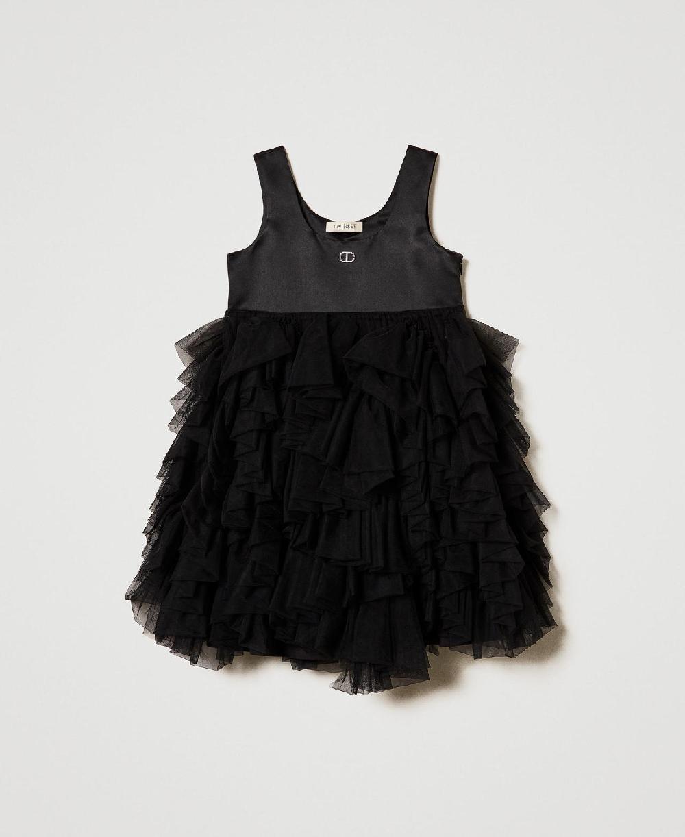 Scee by twin set Abito corto con volant in tulle