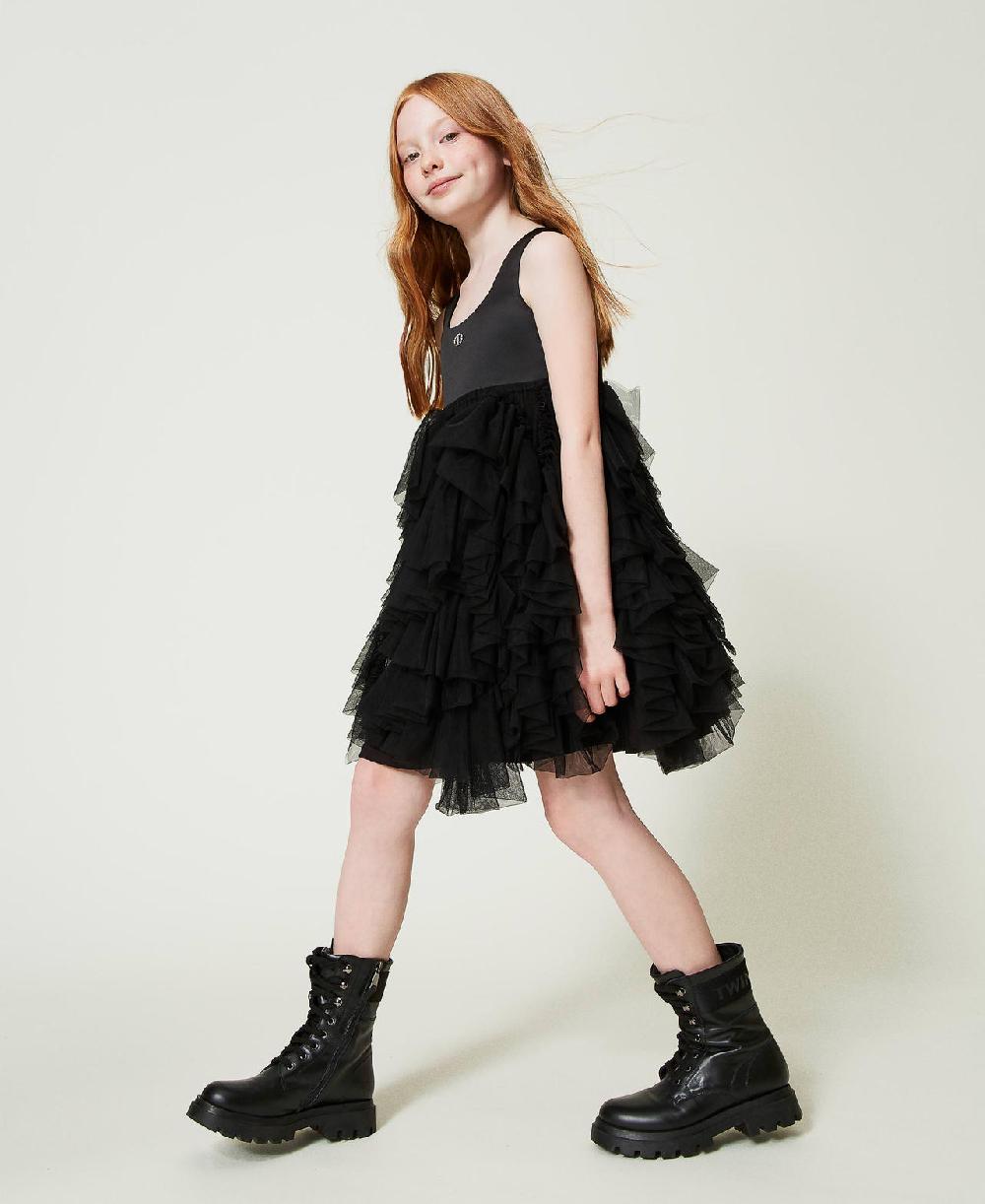Scee by twin set Abito corto con volant in tulle 2025